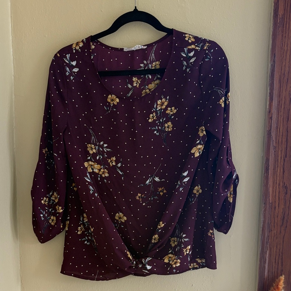 Pink Republic Burgundy Floral Blouse